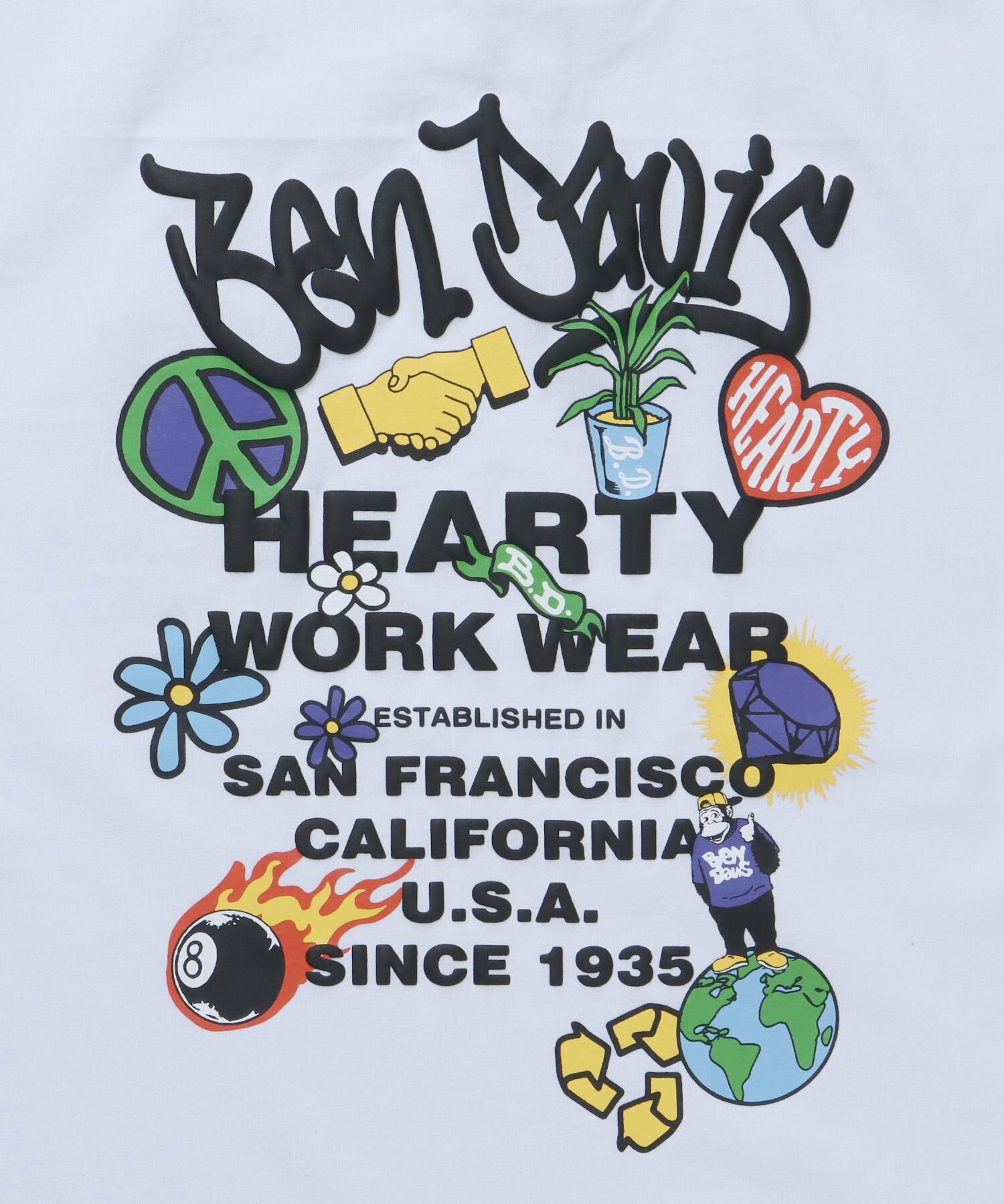 【BEN DAVIS(ベンデイビス)】GRATEFUL TEE / クルーネック 半袖Tシャツ モチーフ バップリント ワンポイント Tシャツ 8ボール